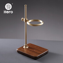 Hero 手冲咖啡架 纯铜滤杯架 手冲壶滴滤专用支架美国黑胡桃木底座 手冲支架-黄铜【新款】