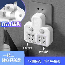 戴利普（DERIPUS）16A转10A转换插头电源大功率插排一转二三热水器空调大插头16A插座转换器 16A插座 一转二插位（16A插头）