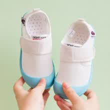 儿童小白鞋幼儿园鞋帆布鞋 童鞋幼儿园室内鞋小白鞋儿童帆布鞋男女宝宝布鞋小童透气夏软底运动鞋 蓝色-签名款 28码