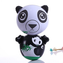 加油棒充气棒新款小号35cm充气不倒翁气球气棒儿童充气企鹅玩具幼儿园道具 黑白色 熊猫