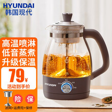 韩国现代（HYUNDAI）黑茶白茶煮茶器煮花茶壶蒸汽喷淋式泡茶烧水壶玻璃壶智能全自动升级保温养生壶 棕色【滤网】