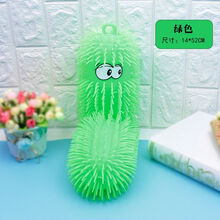 网红特大卡通发光球发泄球发光毛毛球力球特大号毛毛虫玩具 大号毛毛虫50cm(绿色)打气筒