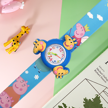 儿童手表玩具拍拍表圈生日礼品园卡通幼儿男女孩六一小猪佩奇 旋转蓝色