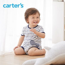 carters婴儿连体衣21夏男宝宝卡通纯棉短袖短裤连身衣外出服 鲸鱼1K521710 18M（建议身高80cm）
