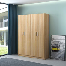 盛浪四门衣柜家用橱衣柜简约现代衣柜 浅胡桃色