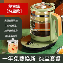 扬子（YANGZI）养生壶 电水壶烧水壶煎药壶煮茶器煮茶壶电热水壶 迷你玻璃花茶壶黑茶恒温水壶 复古绿无极控温【带炖盅】