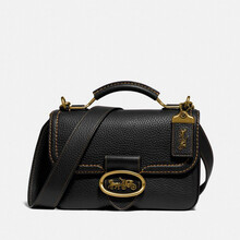 蔻驰 COACH 奢侈品 女士专柜款黑色鹅卵石纹皮革手提单肩斜挎包风琴包3625 B4/BK