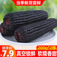 喵乡甜黑糯玉米200g*2支装新鲜玉米棒非转基因真空锁鲜甜糯玉米粘黏玉米代餐早餐即食生鲜蔬菜水果粗粮 黑糯200*2支装