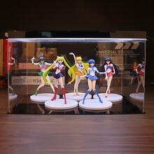 经典动漫二次元手办 美少女战士 抖音推荐公仔摆件 月野兔 水兵月儿童生日礼物 16cm5款美少女 公仔+展示盒+灯饰