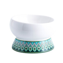 美悦宠物 猫碗陶瓷双碗猫咪高脚粮盆防打翻狗狗饭碗食盆饮水碗用品 孔雀绿