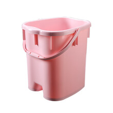 塑料泡脚桶家用足浴桶带盖保温手提脚底按摩洗脚桶洗脚盆 粉色无盖 超大
