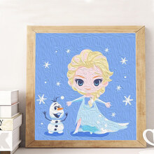 diy数字油画手工儿童油彩画画解闷填色定制小尺寸填充水彩装饰画 公主【店长】 20cm*20cm绷好加厚实木内框整套  实木内框