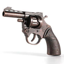 金属砸纸炮子左轮大号信号纸炮枪皮筋抢道具7080经典怀旧儿童玩具枪不可发射军事模型 加重野牛款古铜色 基础套餐