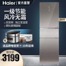 海尔（Haier）256升冰箱三门风冷无霜双变频一级 玛瑙棕 干湿分储 彩晶面板 【256升】