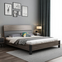 莱娅床北欧实木床1.5米主卧双人床1.8米小户型板式婚床现代简约卧室家具C085 单床 1.5*2米  框架款