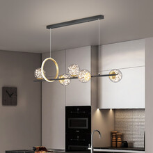 蓝阅 2021年新款餐厅吊灯轻奢后现代简约北欧设计师满天星创意网红吧台饭厅吊灯led灯具 黑金+110CM+40W无极遥控调光