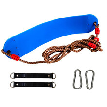 儿童秋千室内外儿童健身玩具EVA软板一字座简易秋千 蓝色（24厘米带铆钉加厚连接带）+挂钩