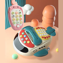 儿童电话机仿真座机孩多功能婴儿宝宝孩早教音乐手机玩具 手机+飞机电话 无电池