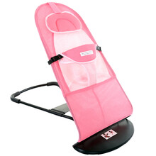 婴儿摇摇椅哄娃新生儿宝宝哄睡摇篮解放双手带娃睡觉安抚躺椅 粉色双层网夏季款