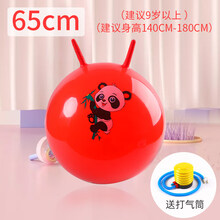 羊角球感统训练运动器材幼儿园加厚大号跳跳球儿童充气玩具蹦蹦球 加厚65cm羊角球 (红) +气筒