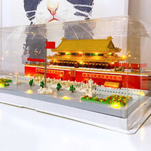 520情人节送女朋友礼物成人手工拼装泰姬陵迪士尼城堡闪钻拼图立体3d模型成年积木高难度巨大型玩具 天安门灯光版+礼盒【4720颗粒】含工具灯饰