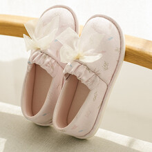 京选优品月子鞋春夏薄款包跟产后产妇软底夏天孕妇秋厚底拖鞋 蝴蝶粉色 35
