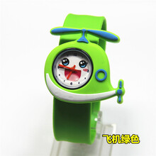 小绿龟儿童手表 绿水龟深海沙雕拍拍表果冻啪啪圈学生手表男女孩卡通电子表网红表 飞机绿色