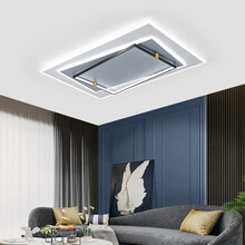 VVS美学灯 新款北欧木艺客厅灯简约现代长方形大气家用北欧创意吸顶灯LED灯具 灰色 90*60cm 无极调光