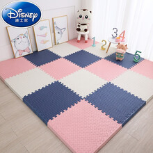 迪士尼(Disney)泡沫地垫拼接家用儿童爬爬垫卧室榻榻米加厚爬行垫海绵地板垫子 白+萌粉+藏青-送边条 30*30*1.0cm（16片装）