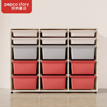 班纳童话 儿童储物收纳3列15抽 宝宝玩具衣物整理实木大储物架 105*141.6*30cm红色