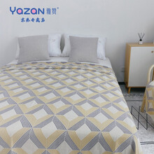 雅赞2021新款三层纱布床单  纱布棉纱盖毯  夏季盖毯 三层纱布格纹大双人 黄色 230*230厘米