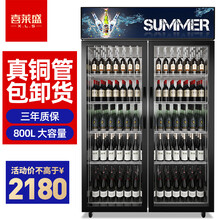 喜莱盛(Xenesen)展示柜冷藏饮料柜保鲜柜啤酒柜冷藏柜冷柜商用冰箱鲜花柜风幕柜便利店冰箱蛋糕柜 双门高端黑(升级800升) 风冷