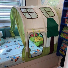 稚气熊 儿童床上帐篷公主床幔遮光防摔男孩女孩公主游戏屋分床神器婴儿 2节绿色丛林款