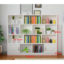 矮柜书架 实木带门书架落地简约 书架置物架学生教室矮柜组合 格子柜捷时越 四层带门180长*25宽*150高