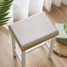学生坐垫教室夏天 夏季坐垫学生教室长方形凳子椅子藤席凉垫夏天凉席小垫子透气屁垫 1005 新藤条纹 38x35cm绑带款