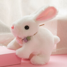 【七夕礼物】儿童玩具 儿童电动毛绒玩具狗狗走路会叫仿真小狗会走会跳舞翻滚电子机器狗 白色兔子 电池版+【走路+会叫+点头+摇尾】
