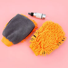 天南兄弟  适用于洗车手套加绒擦车手套冬季擦车抹布车用手套双面加厚清洁工具 雪尼尔洗车手套-橙色 3只装