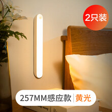 洗衣液旅行装 50g人体感应小夜灯家用过道楼梯声控智能楼道光控长条床头灯衣柜充电 257mm充电款黄光【人体感应】2只装
