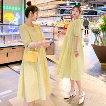 芷玥 孕妇裙夏装宽松泡泡棉外出时尚孕妇连衣裙夏季夏天外穿孕妈装 减龄款 XXL