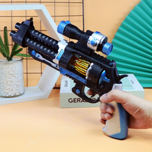 卡通投影声光儿童小手枪八音枪灯光枪带声音电动男孩宝宝玩具枪 战斗枪--三管震动枪【蓝色】