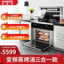 欧尼尔（OUNIER）集成灶侧吸式一体灶燃气灶具下排式变频电机油烟机燃气灶消毒柜环保灶LX5 蒸烤款变频电机 电热洗+头部热菜+烟灶联动+零秒点火液化气