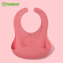 haakaa（哈咔）宝宝吃饭围兜硅胶婴儿围嘴饭兜防水超软口水兜儿童小孩防脏 橘红色