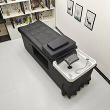 洗头床理发店专用发廊美容美发泰式按摩全躺冲水床即一体式NAVCON 豪华加厚黑色 官方标配