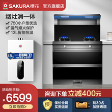 樱花集成灶消毒柜750mm小尺寸小户型厨房分体式集成灶一体烟灶消毒柜 AF1001（750mm小尺寸+燃热13L) 天然气