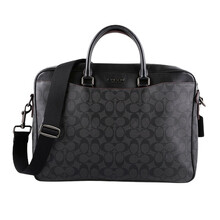 COACH蔻驰男包奢侈品男士新款公文包经典C纹印花单肩包手提包斜挎包商务电脑包 F72984黑色
