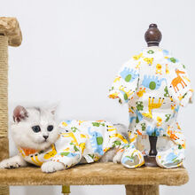 臻弗可爱猫咪衣服春装薄款夏季网红防掉毛春夏英短蓝猫宠物小猫猫春天 【夏季薄款】宠物园四脚衣 S(建议4-5斤)