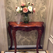 靠墙欧式半圆玄关柜美式实木玄关桌端景台入户过道条案沙发背几 0.9米玄关 90*35*85 组装