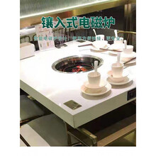 禾升木火锅桌子电磁炉一体大理石无烟长方形岩板餐馆涮烤肉桌椅商用定制 岩板餐桌 官方标配