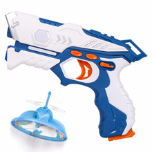 YIER 儿童玩具枪礼物吃鸡电动镭射枪射击玩具绝地求生CS可对战红外线感应8-12岁男孩玩具 单枪(白色枪+一个飞碟随机颜色)