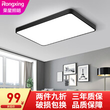 荣星 2021年新款灯具led吸顶灯客厅灯家用简约现代大气大灯长方形卧室 【多色款】650*430/白光48w只剩黄色